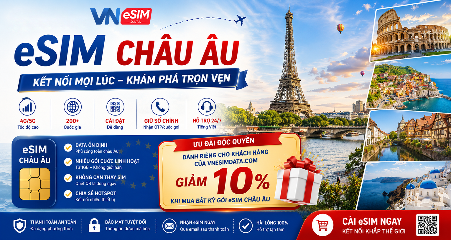 eSIM Châu Âu – Một eSIM Kết Nối 40 Quốc Gia